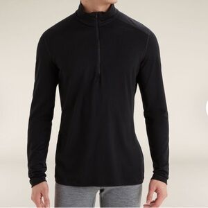 Icebreaker Pure Merino Bodyfit Black Zip Neck Long Sleeve Pullover XL